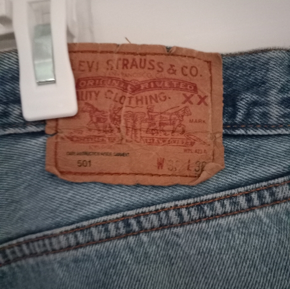 CUSTOM Levis Light Blue Denim Raw Hem Mini Skirt Womens sz 34 - Picture 7 of 8